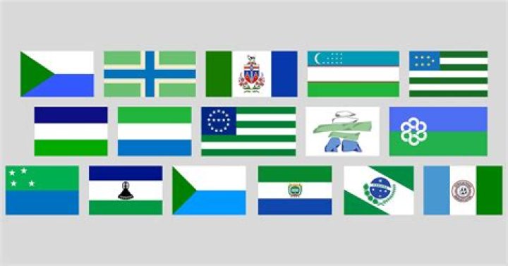 What country has a blue green and white flag?
